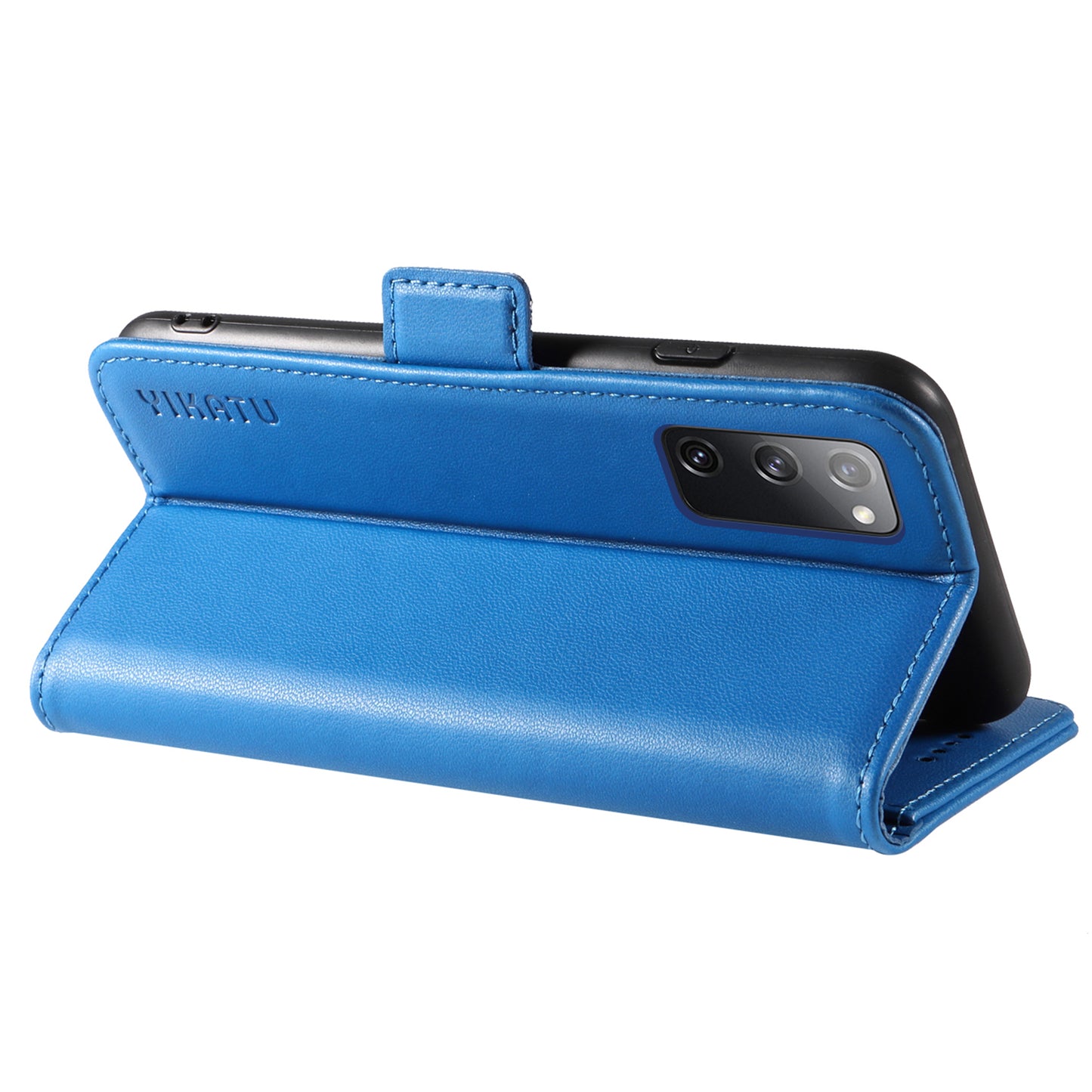 YIKATU YK-003 Wallet Case for Samsung Galaxy S20 FE / S20 FE 5G / S20 FE 2022 / S20 Lite , PU Leather Stand Magnetic Phone Cover - Sky Blue