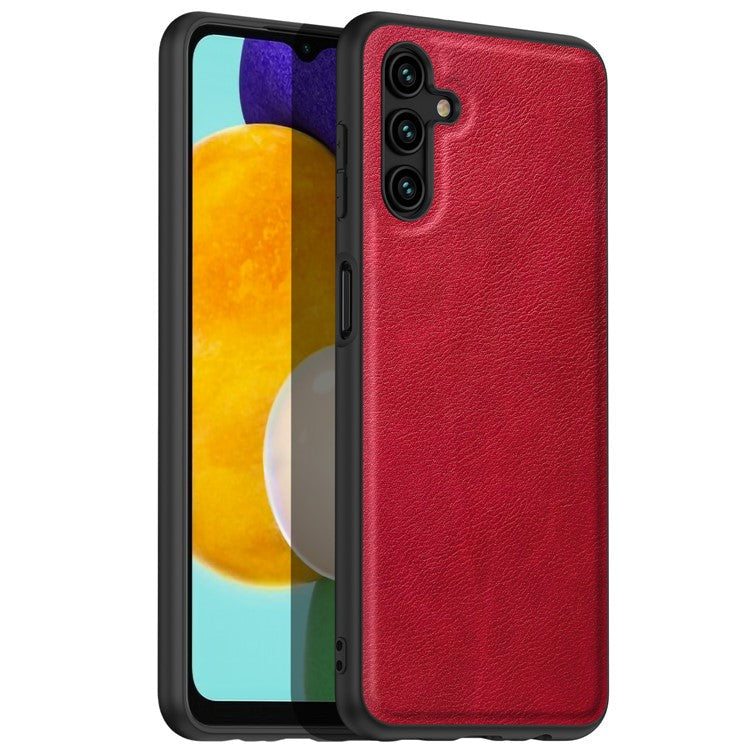 For Samsung Galaxy A14 4G / 5G Slim Phone Case Retro Texture PU Leather Coated TPU Protective Cover - Red