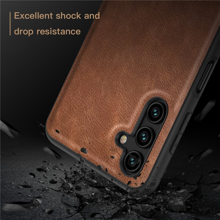 For Samsung Galaxy A14 4G / 5G Slim Phone Case Retro Texture PU Leather Coated TPU Protective Cover - Red