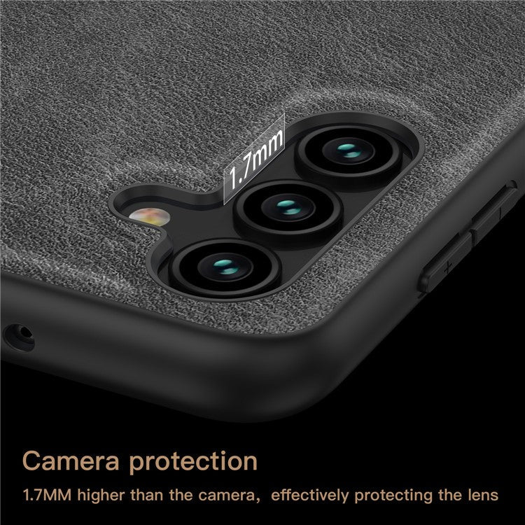 For Samsung Galaxy A14 4G / 5G Slim Phone Case Retro Texture PU Leather Coated TPU Protective Cover - Red