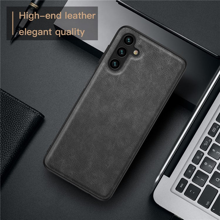 For Samsung Galaxy A14 4G / 5G Slim Phone Case Retro Texture PU Leather Coated TPU Protective Cover - Red