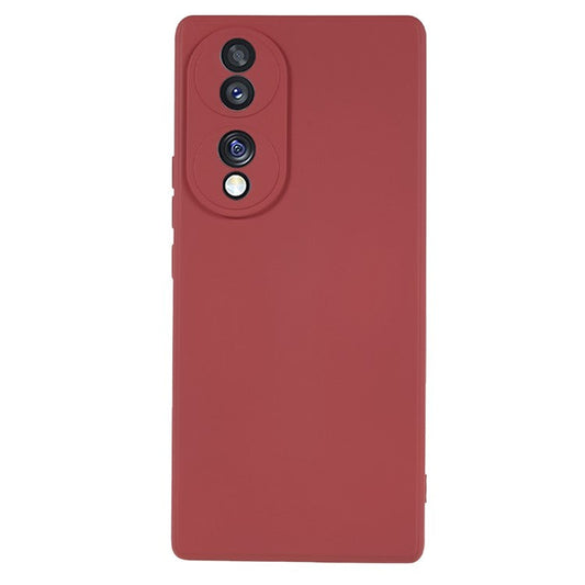 For Honor 70 5G Candy Color Fiber Lining Rubberized TPU Case Anti-drop Phone Cover - Hawthorn Red