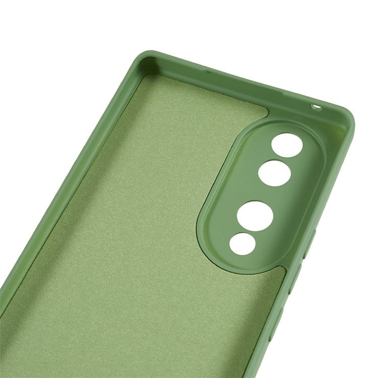 For Honor 70 5G Candy Color Fiber Lining Rubberized TPU Case Anti-drop Phone Cover - Bean Green