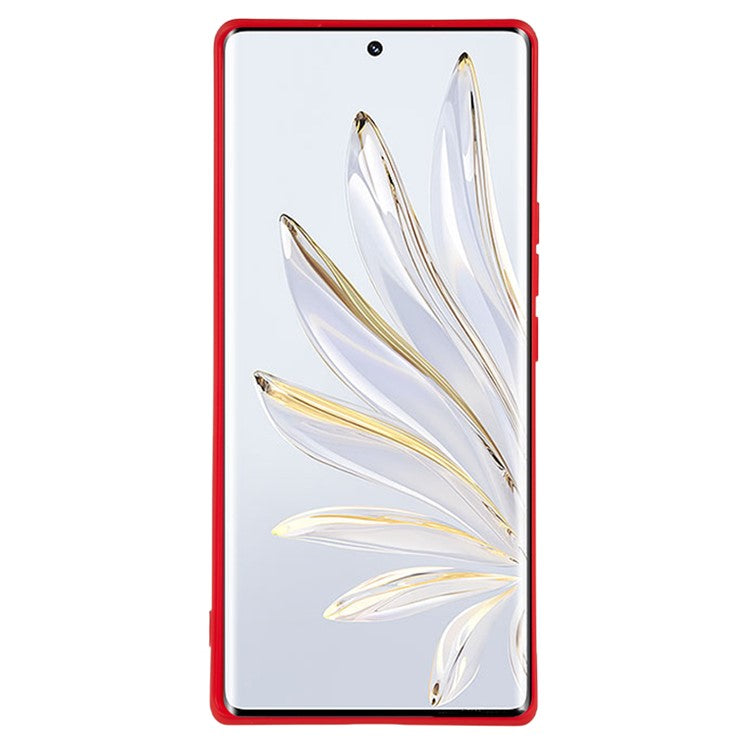 For Honor 70 5G Candy Color Fiber Lining Rubberized TPU Case Anti-drop Phone Cover - Red