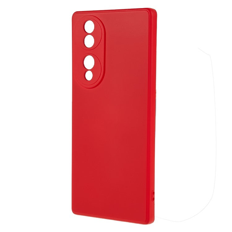 For Honor 70 5G Candy Color Fiber Lining Rubberized TPU Case Anti-drop Phone Cover - Red