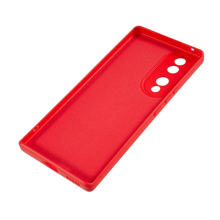 For Honor 70 5G Candy Color Fiber Lining Rubberized TPU Case Anti-drop Phone Cover - Red