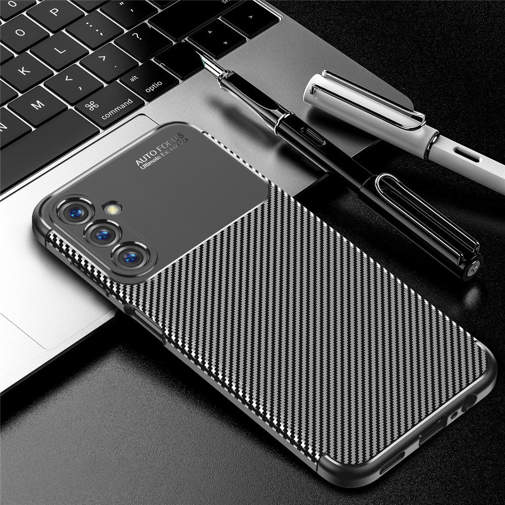 For Samsung Galaxy M14 5G Soft TPU Phone Case Carbon Fiber Texture Anti-Drop Cell Phone Cover