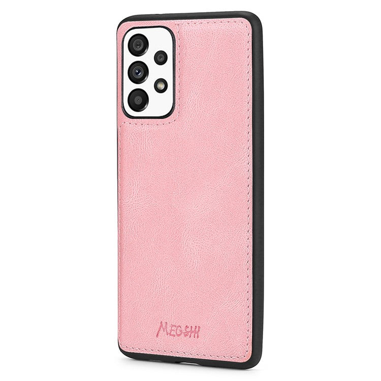 MEGSHI 017 Series For Samsung Galaxy A32 4G (EU Version) Detachable Leather Case Magnetic Absorption Zippered Wallet Shockproof Cover - Rose Gold