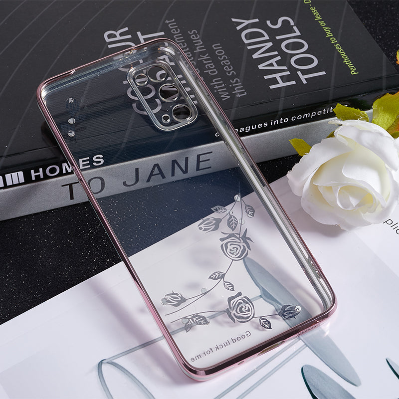 KADEM For Samsung Galaxy S20 5G / 4G Rhinestone Flower Pattern Phone Case TPU Electroplating Phone Cover - Rose Gold