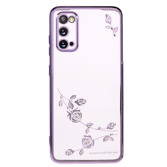 KADEM For Samsung Galaxy S20 5G / 4G Rhinestone Flower Pattern Phone Case TPU Electroplating Phone Cover - Purple