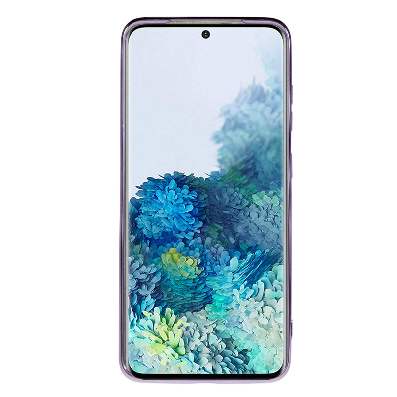 KADEM For Samsung Galaxy S20 5G / 4G Rhinestone Flower Pattern Phone Cover Kickstand Gradient Glitter TPU Case - Purple