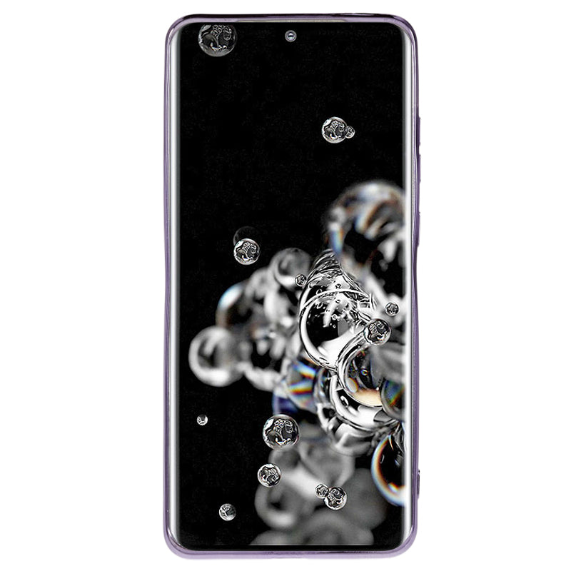 KADEM TPU Case for Samsung Galaxy S20 Ultra Gradient Glitter Rhinestone Decor Flower Pattern Phone Cover - Purple