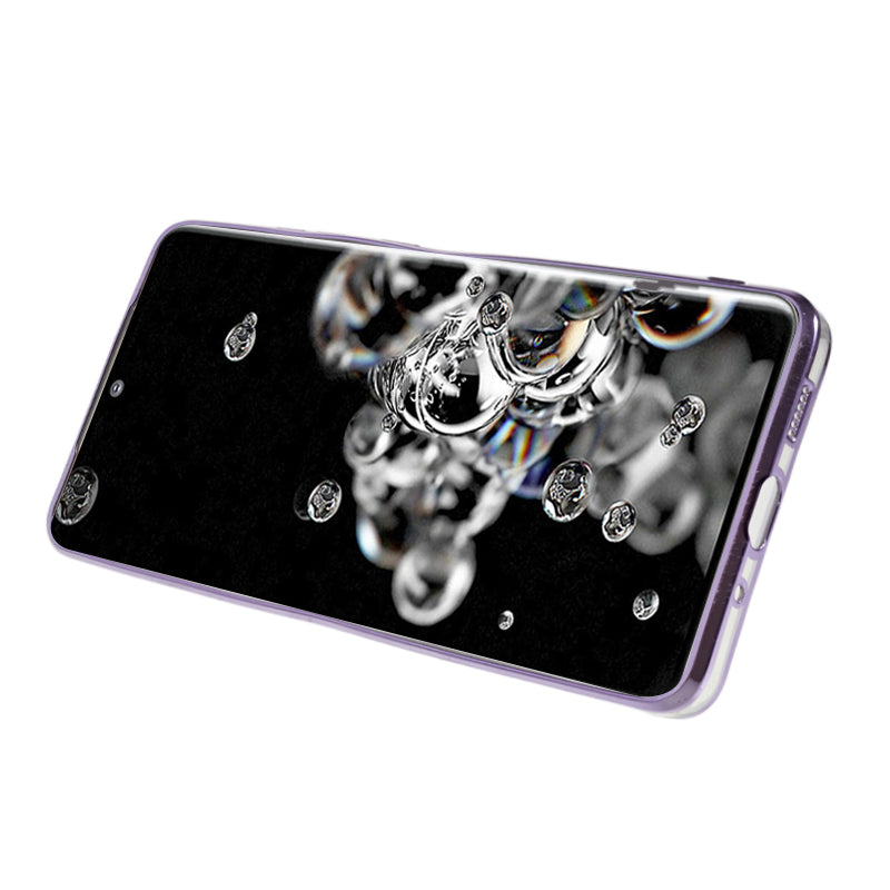 KADEM TPU Case for Samsung Galaxy S20 Ultra Gradient Glitter Rhinestone Decor Flower Pattern Phone Cover - Purple