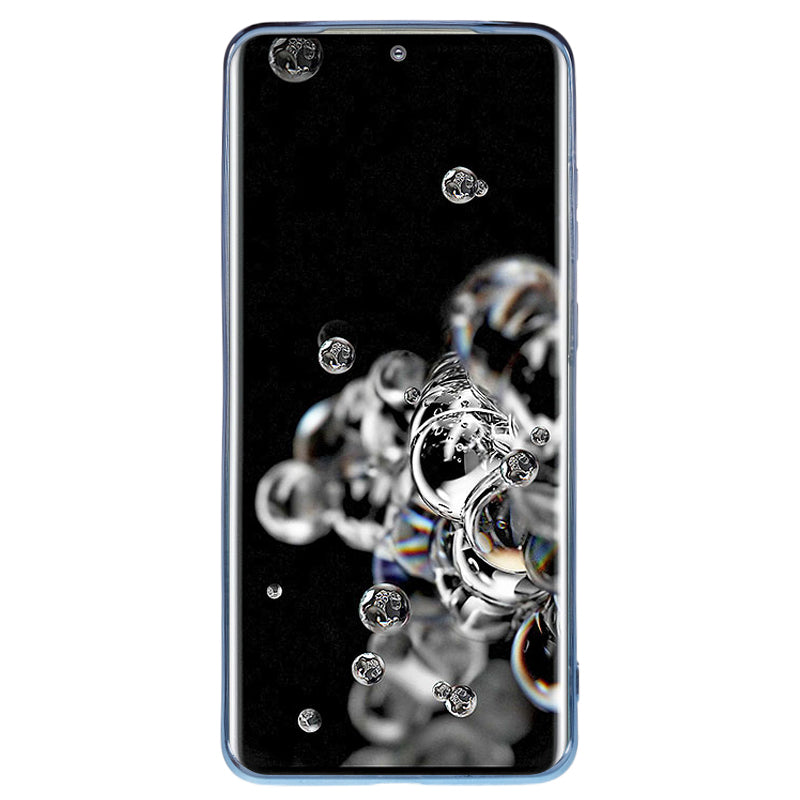 KADEM For Samsung Galaxy S20 Ultra Flower Pattern Electroplating Phone Case Rhinestone TPU Cover - Blue