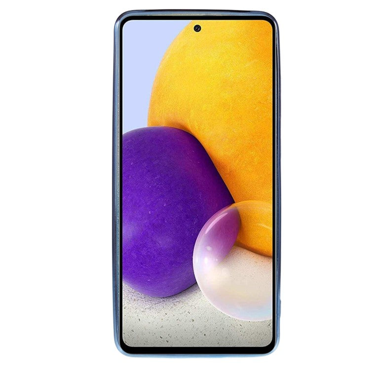 KADEM For Samsung Galaxy A72 5G / 4G Rhinestone Flower Pattern Cover Ring Kickstand Glitter Gradient TPU Phone Case - Blue