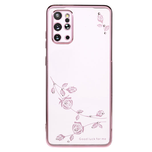 KADEM For Samsung Galaxy S20 Plus 5G / 4G Rhinestone Phone Case Flower Pattern Electroplating TPU Cover - Rose Gold