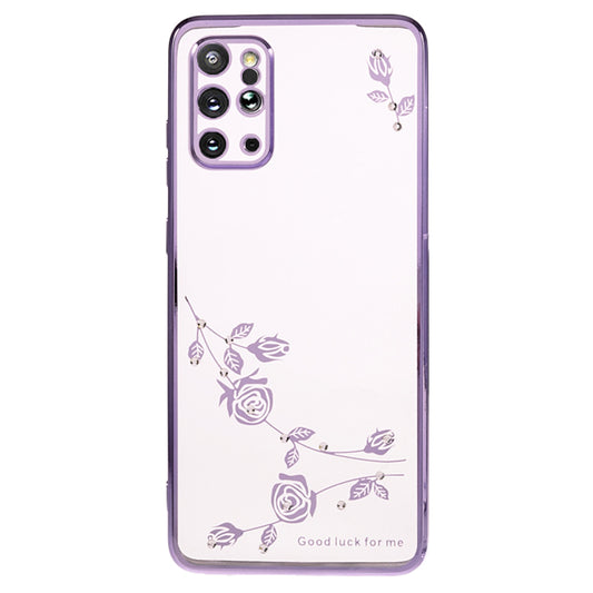 KADEM For Samsung Galaxy S20 Plus 5G / 4G Rhinestone Phone Case Flower Pattern Electroplating TPU Cover - Purple