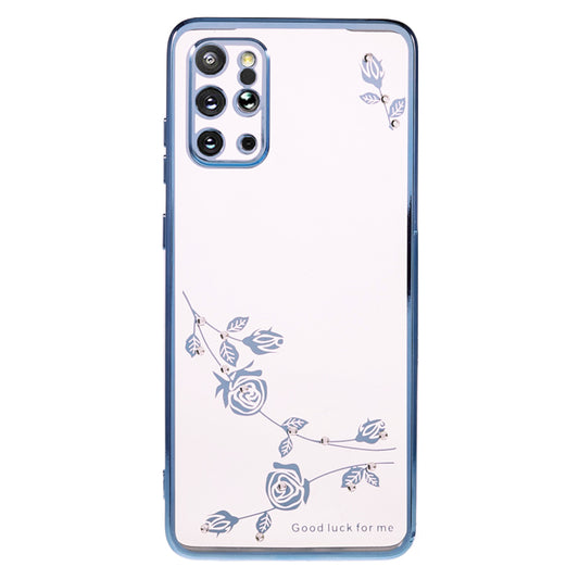 KADEM For Samsung Galaxy S20 Plus 5G / 4G Rhinestone Phone Case Flower Pattern Electroplating TPU Cover - Blue