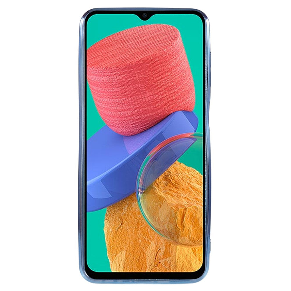 KADEM For Samsung Galaxy M33 5G (Global Version) Gradient Glitter TPU Case Flower Pattern Bling Rhinestone Cover - Blue