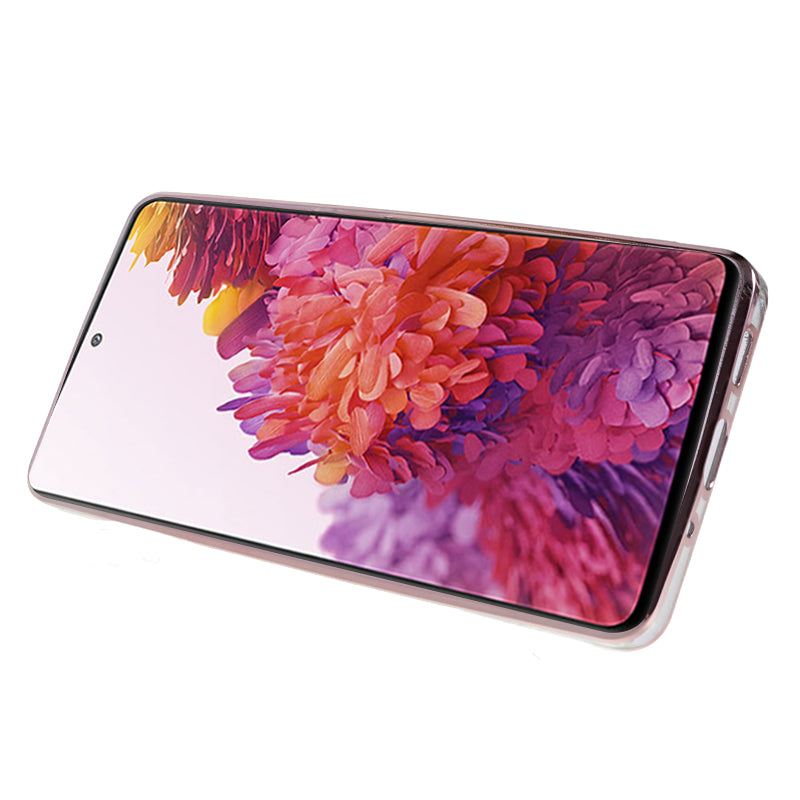 KADEM For Samsung Galaxy S20 FE / FE 5G / FE 2022 / S20 Lite Rhinestone Kickstand Phone Case Flower Pattern Gradient Glitter TPU Cover - Rose Gold