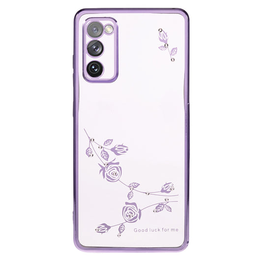 KADEM For Samsung Galaxy S20 FE / FE 5G / FE 2022 / S20 Lite Rhinestone Phone Case Flower Pattern Electroplating TPU Cover - Purple