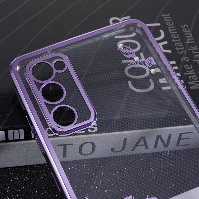KADEM For Samsung Galaxy S20 FE / FE 5G / FE 2022 / S20 Lite Rhinestone Phone Case Flower Pattern Electroplating TPU Cover - Purple
