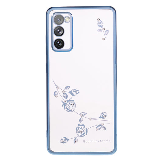 KADEM For Samsung Galaxy S20 FE / FE 5G / FE 2022 / S20 Lite Rhinestone Phone Case Flower Pattern Electroplating TPU Cover - Blue