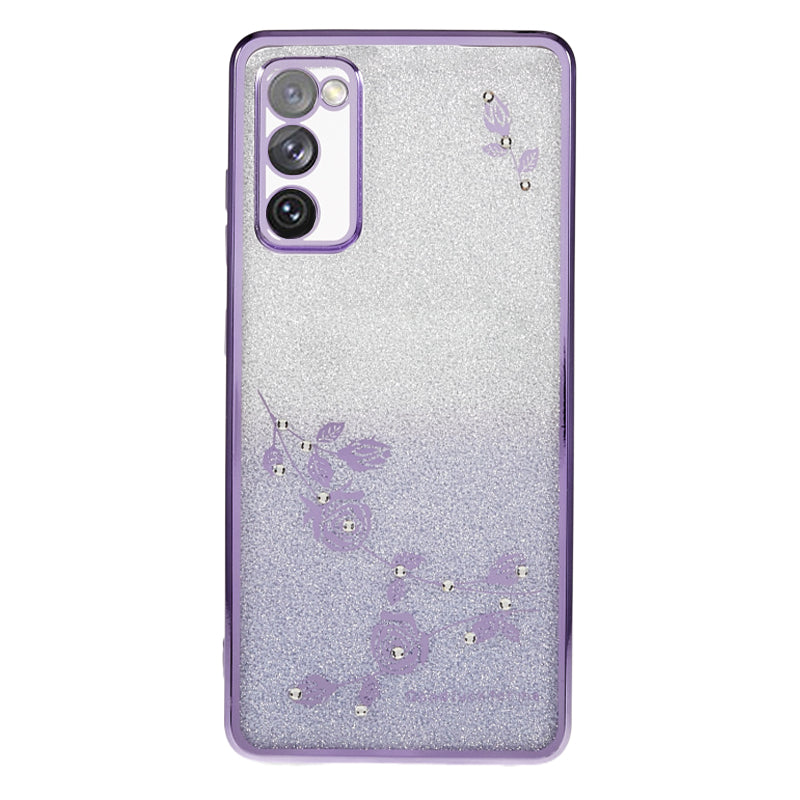 KADEM For Samsung Galaxy S20 FE / FE 5G / FE 2022 / S20 Lite Rhinestone Gradient Glitter TPU Case Flower Pattern Phone Cover - Purple