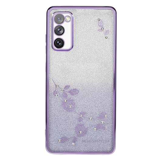 KADEM For Samsung Galaxy S20 FE / FE 5G / FE 2022 / S20 Lite Rhinestone Gradient Glitter TPU Case Flower Pattern Phone Cover - Purple