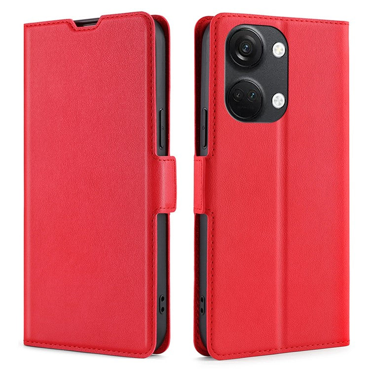 For OnePlus Nord 3 5G / Ace 2V 5G Card Slot Leather Phone Case Foldable Stand Phone Cover - Red