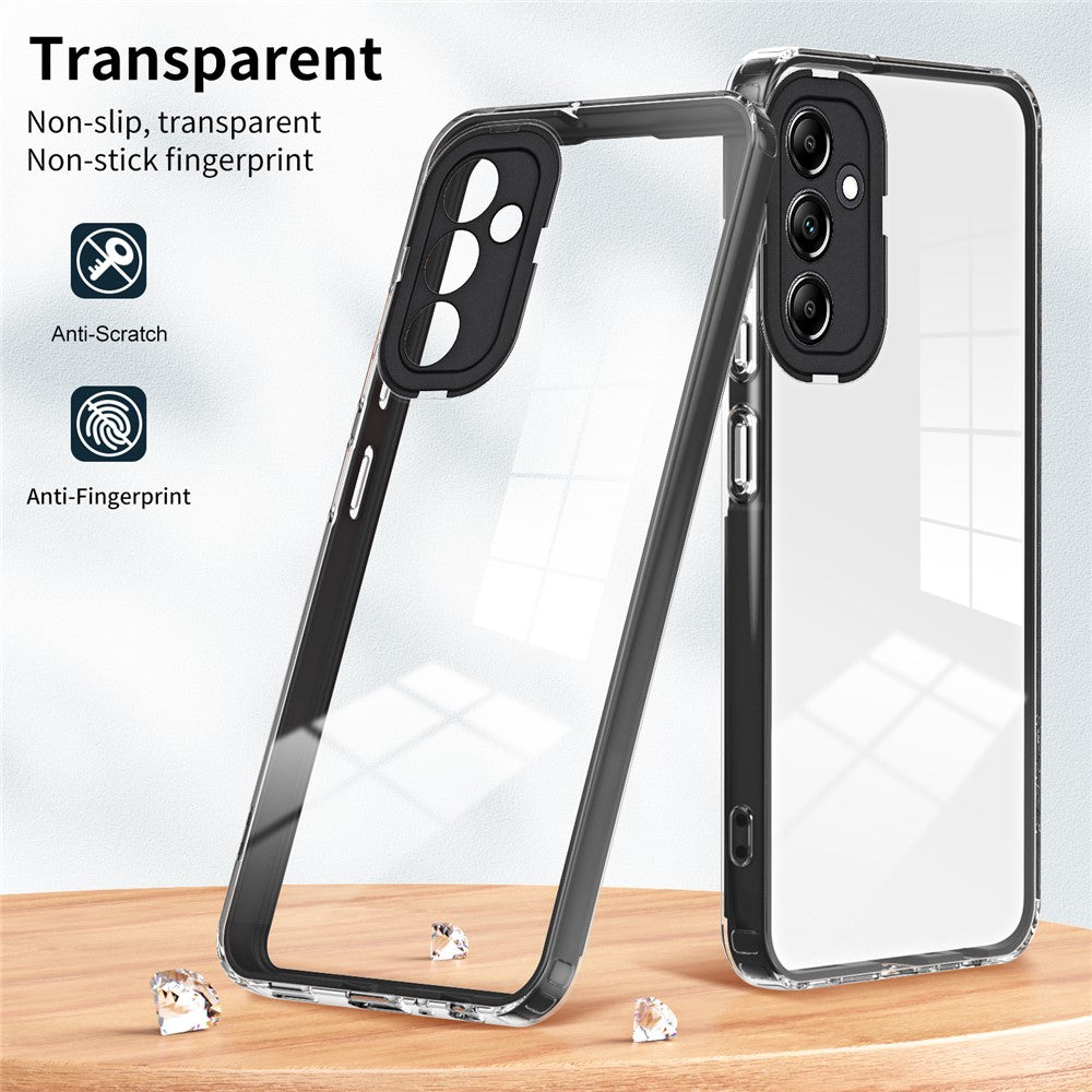 For Samsung Galaxy M14 5G Clear Back Cover TPU + PC Camera Protection Anti-drop Phone Case - Black