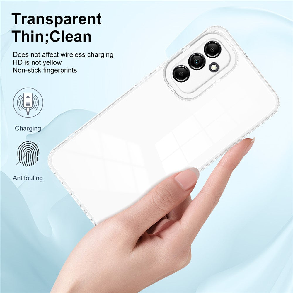 For Samsung Galaxy M14 5G Clear Back Cover TPU + PC Camera Protection Anti-drop Phone Case - White