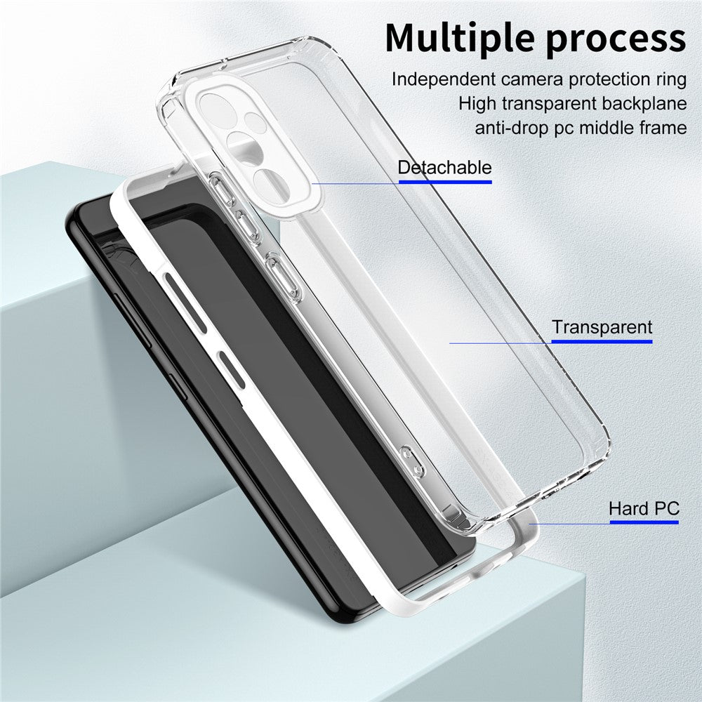 For Samsung Galaxy M14 5G Clear Back Cover TPU + PC Camera Protection Anti-drop Phone Case - White