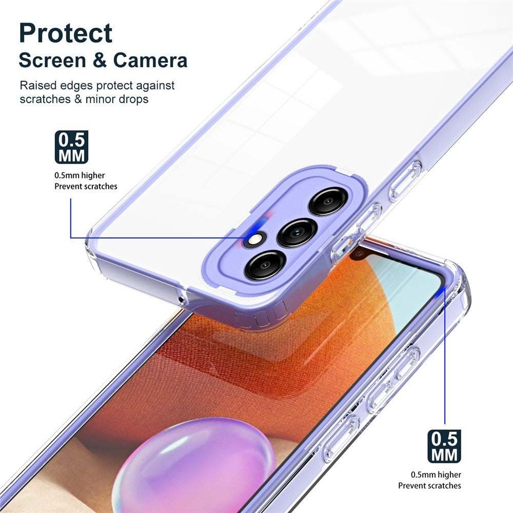 For Samsung Galaxy M14 5G Clear Back Cover TPU + PC Camera Protection Anti-drop Phone Case - Purple