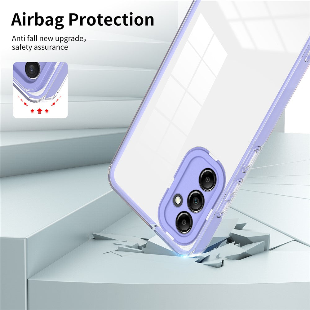 For Samsung Galaxy M14 5G Clear Back Cover TPU + PC Camera Protection Anti-drop Phone Case - Purple