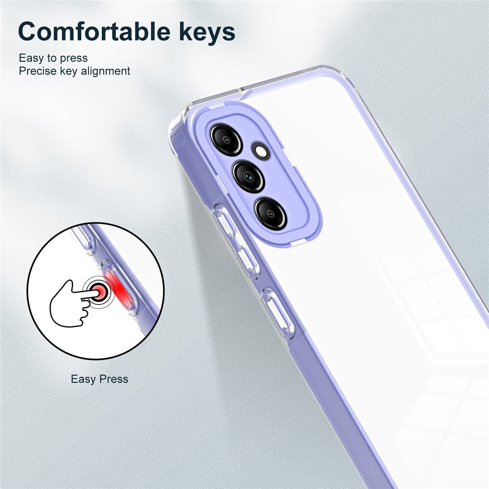 For Samsung Galaxy M14 5G Clear Back Cover TPU + PC Camera Protection Anti-drop Phone Case - Purple
