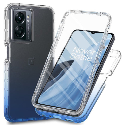 Gradient Phone Case for OnePlus Nord N300 5G / Oppo A57 4G / A57 (2022) 5G / A77 4G / 5G , PC + TPU Protective Cover with PET Film - Blue
