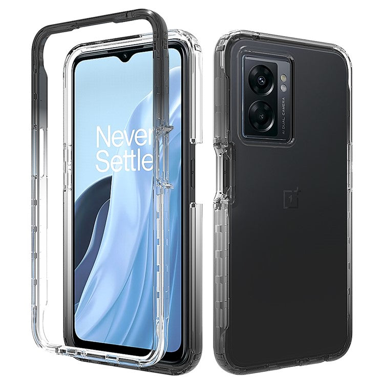 For OnePlus Nord N300 5G / Oppo A57 4G / A57 (2022) 5G / A77 4G / A77 5G Gradient Color Case TPU PC Phone Shell - Gradient Black