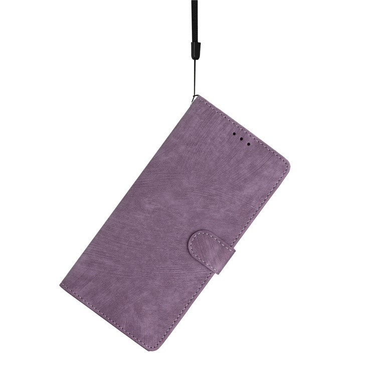 For Samsung Galaxy S22 5G Solid Color Leather Wallet Shell Skin-touch Anti-drop Stand Phone Case - Purple