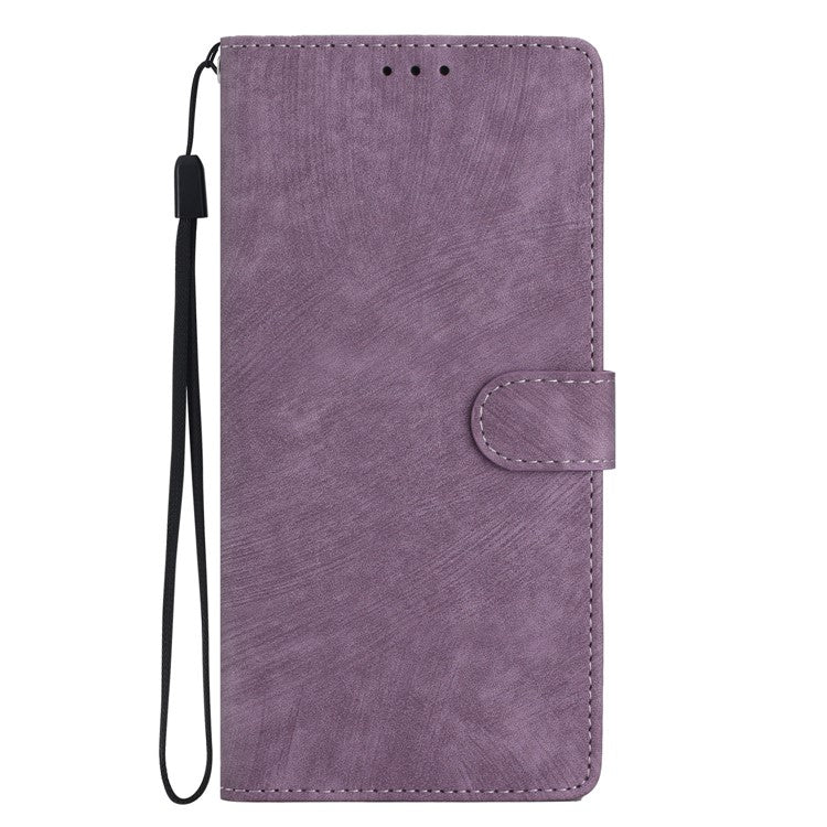 For Samsung Galaxy S22 5G Solid Color Leather Wallet Shell Skin-touch Anti-drop Stand Phone Case - Purple