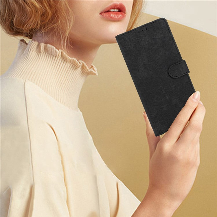 For Samsung Galaxy A22 4G (EU Version) PU Leather Wallet Protective Shell Skin-touch Flip Stand Phone Case - Black