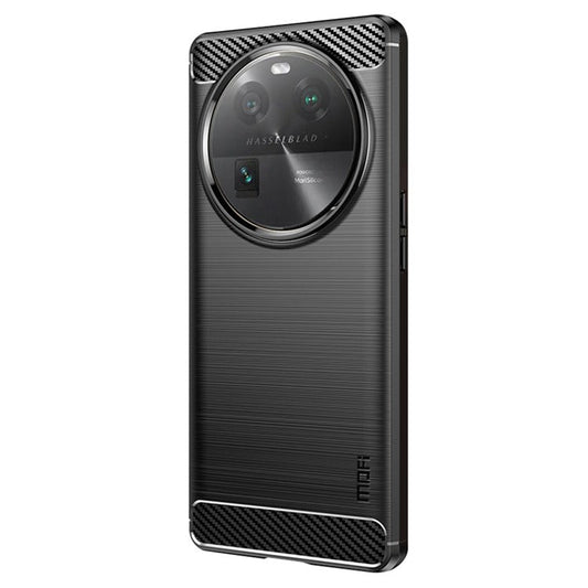 MOFI JK TPU Series-1 For Oppo Find X6 Flexible TPU Slim Fit Phone Case Carbon Fiber Brushed Texture Cover - Black