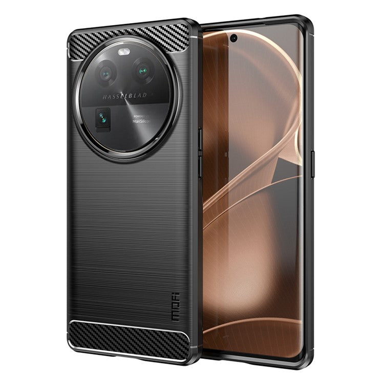 MOFI JK TPU Series-1 For Oppo Find X6 Flexible TPU Slim Fit Phone Case Carbon Fiber Brushed Texture Cover - Black