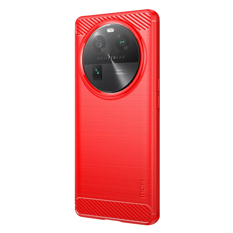 MOFI JK TPU Series-1 For Oppo Find X6 Flexible TPU Slim Fit Phone Case Carbon Fiber Brushed Texture Cover - Red