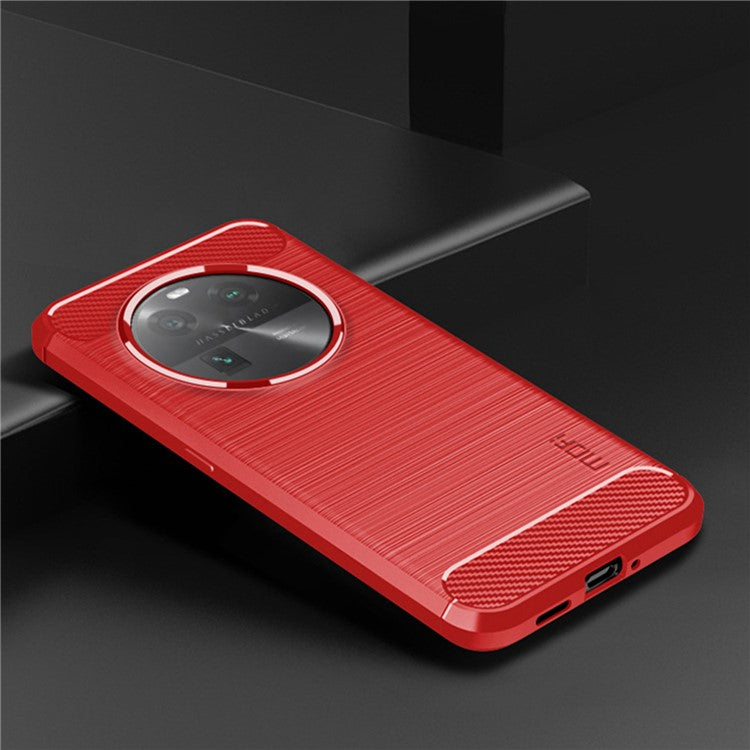MOFI JK TPU Series-1 For Oppo Find X6 Flexible TPU Slim Fit Phone Case Carbon Fiber Brushed Texture Cover - Red