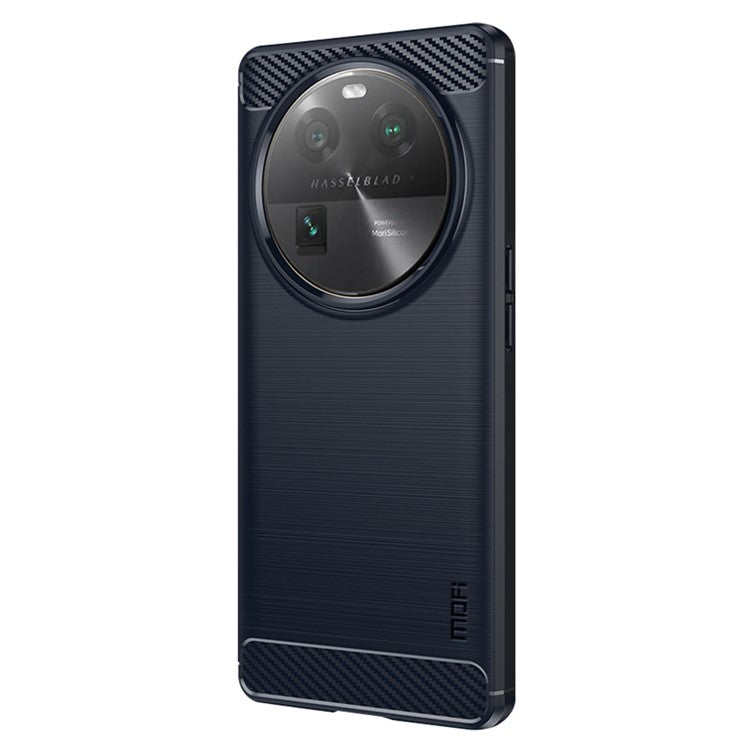 MOFI JK TPU Series-1 For Oppo Find X6 Flexible TPU Slim Fit Phone Case Carbon Fiber Brushed Texture Cover - Blue