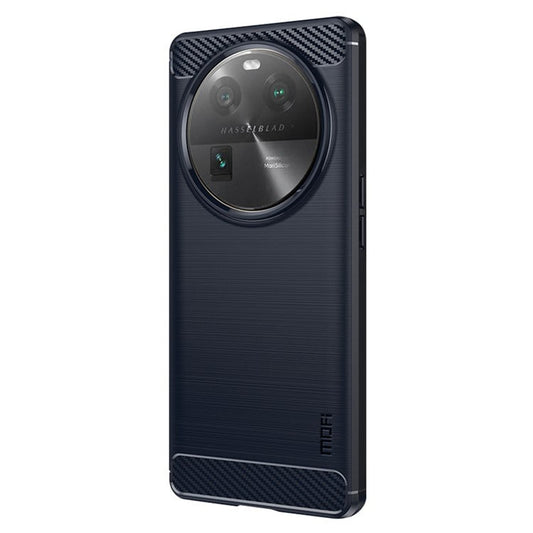MOFI JK TPU Series-1 For Oppo Find X6 Flexible TPU Slim Fit Phone Case Carbon Fiber Brushed Texture Cover - Blue