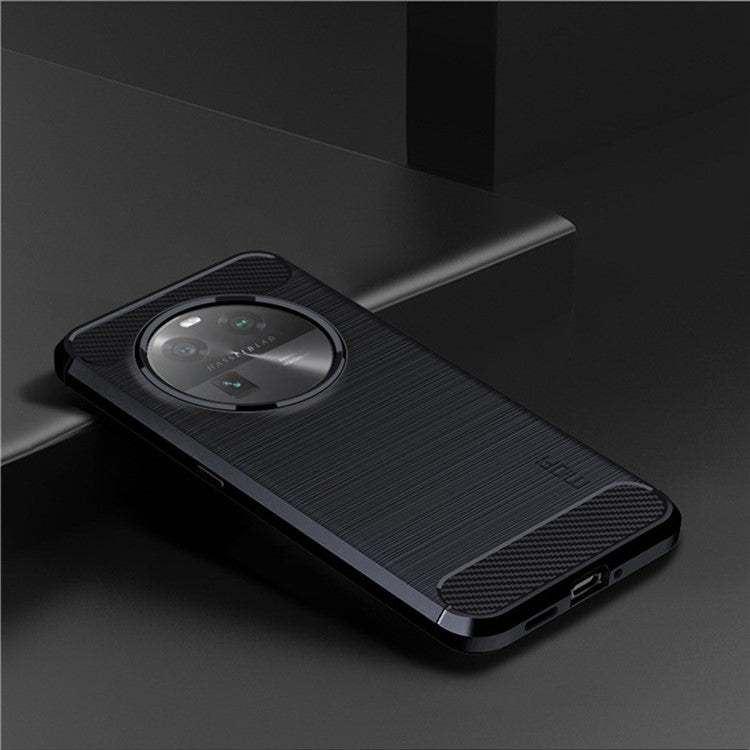 MOFI JK TPU Series-1 For Oppo Find X6 Flexible TPU Slim Fit Phone Case Carbon Fiber Brushed Texture Cover - Blue