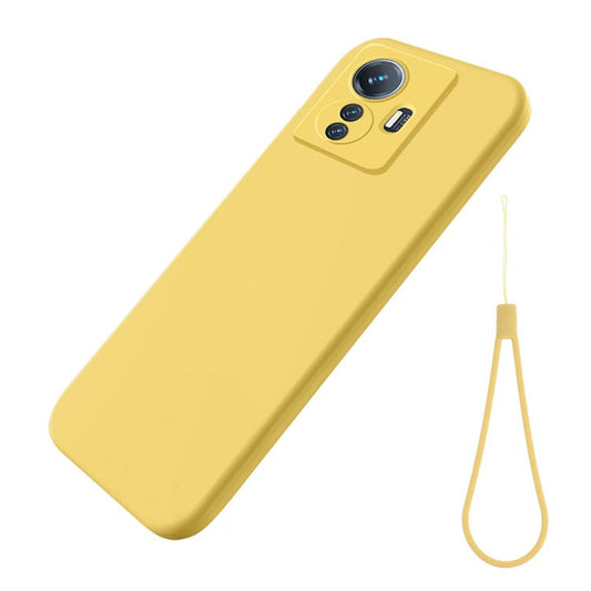 For vivo Y77 5G / Y77e 5G / iQOO Z6 Lite 5G Liquid Silicone Anti-drop Phone Case Soft Lining Protective Cover with Strap - Yellow