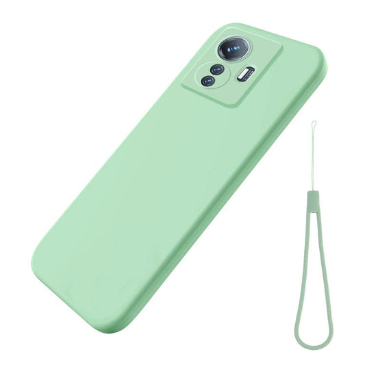 For vivo Y77 5G / Y77e 5G / iQOO Z6 Lite 5G Liquid Silicone Anti-drop Phone Case Soft Lining Protective Cover with Strap - Green